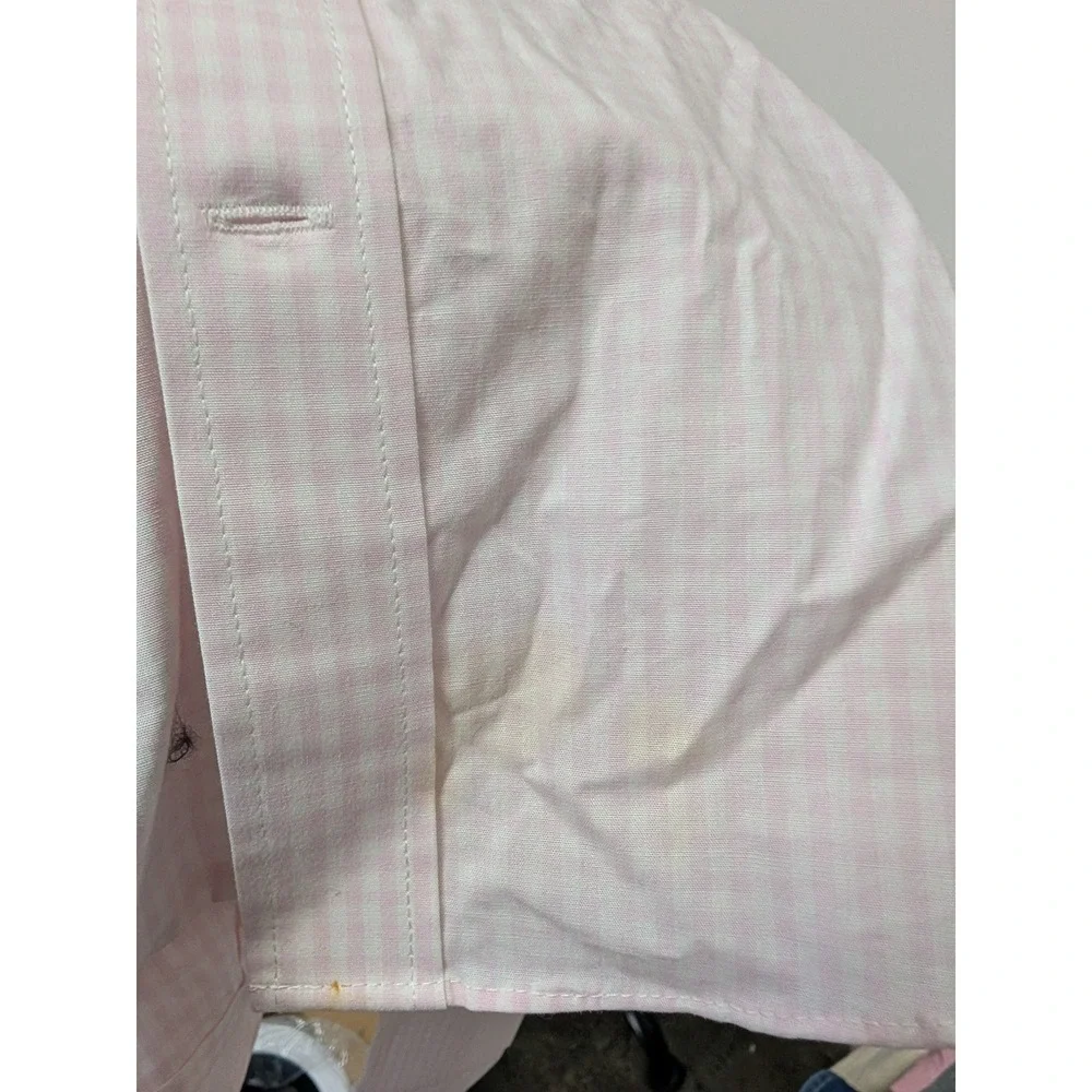 Crewcuts Boys Thompson Gingham Button Down Shirt Pink White Size 6-7 Long Sleeve